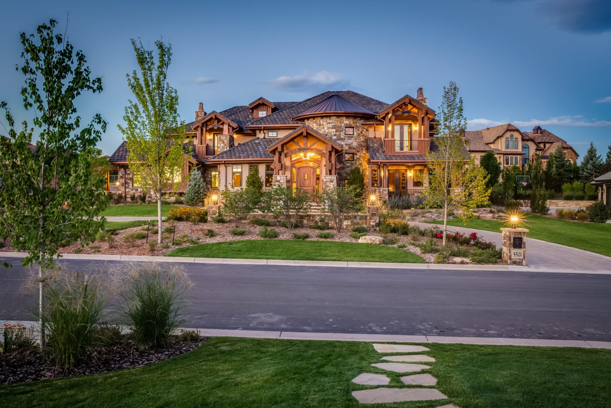 Luxury Home Exterior at Night