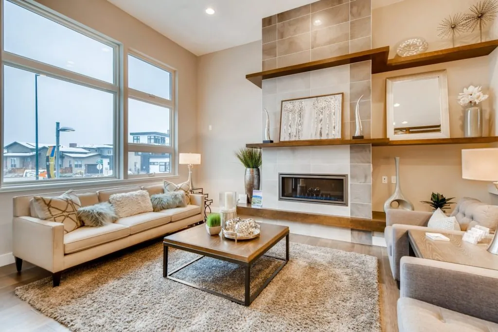 Interior view of cozy living room in Denver home built by Koelbel